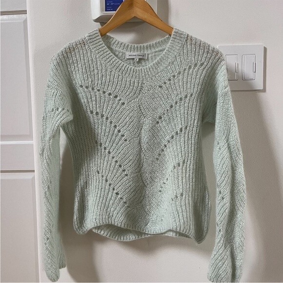 Second Female Jade Knit Round Neck Sweater in Green S NWOT - Picture 4 of 11